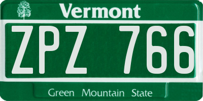 VT license plate ZPZ766