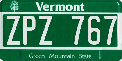 VT license plate ZPZ767
