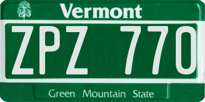 VT license plate ZPZ770