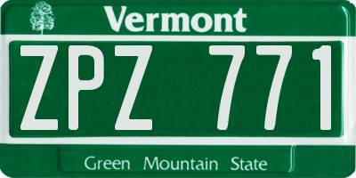 VT license plate ZPZ771