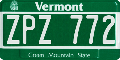 VT license plate ZPZ772