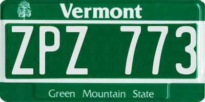 VT license plate ZPZ773