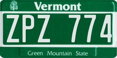 VT license plate ZPZ774