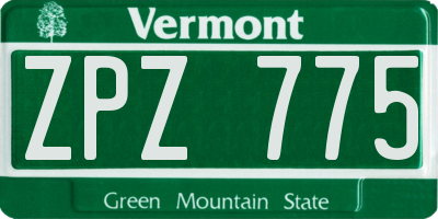 VT license plate ZPZ775