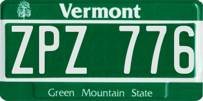 VT license plate ZPZ776