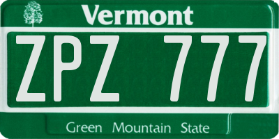 VT license plate ZPZ777