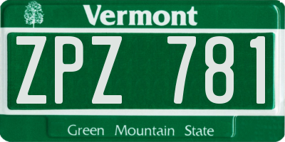 VT license plate ZPZ781