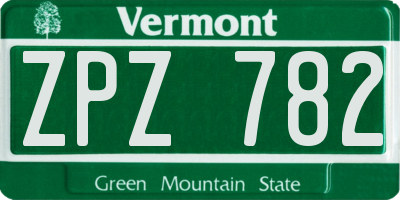 VT license plate ZPZ782