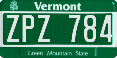 VT license plate ZPZ784