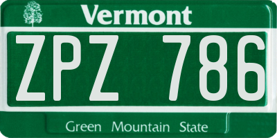 VT license plate ZPZ786