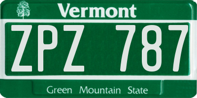 VT license plate ZPZ787