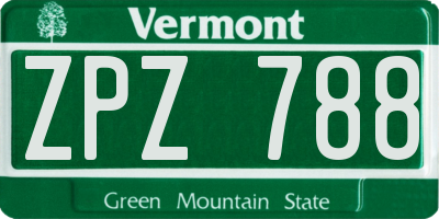 VT license plate ZPZ788