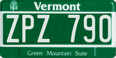 VT license plate ZPZ790
