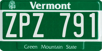 VT license plate ZPZ791