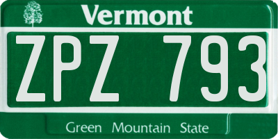 VT license plate ZPZ793