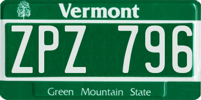 VT license plate ZPZ796