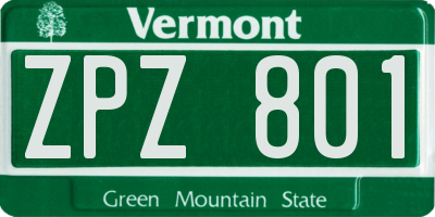 VT license plate ZPZ801