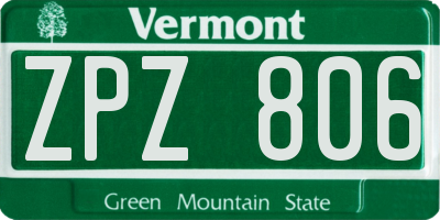 VT license plate ZPZ806