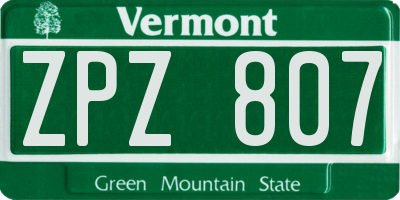 VT license plate ZPZ807