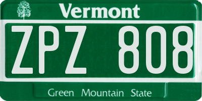 VT license plate ZPZ808