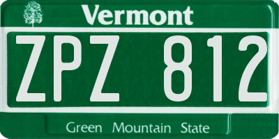 VT license plate ZPZ812