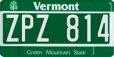 VT license plate ZPZ814