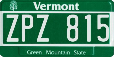 VT license plate ZPZ815