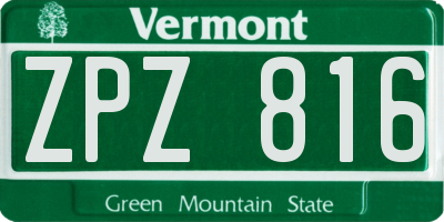 VT license plate ZPZ816