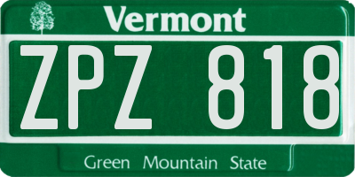 VT license plate ZPZ818