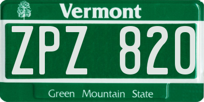 VT license plate ZPZ820