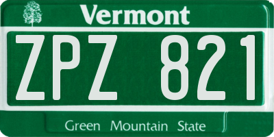 VT license plate ZPZ821
