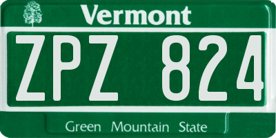 VT license plate ZPZ824