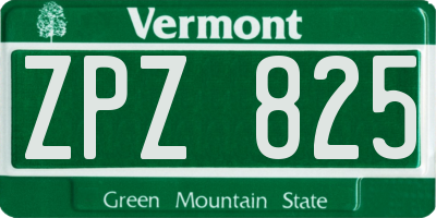 VT license plate ZPZ825