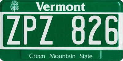 VT license plate ZPZ826