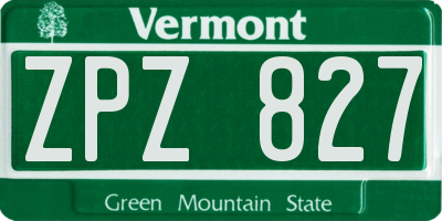 VT license plate ZPZ827