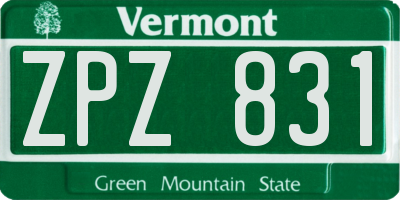 VT license plate ZPZ831