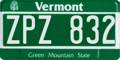 VT license plate ZPZ832