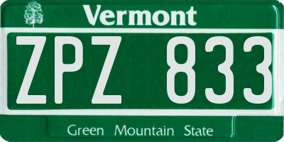 VT license plate ZPZ833