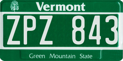 VT license plate ZPZ843
