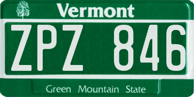 VT license plate ZPZ846
