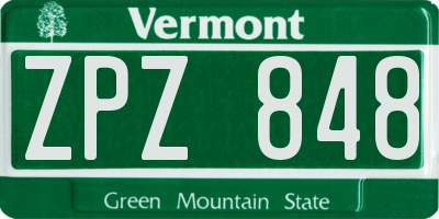 VT license plate ZPZ848