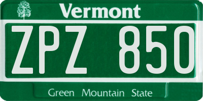 VT license plate ZPZ850