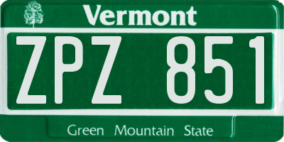 VT license plate ZPZ851