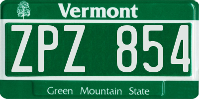 VT license plate ZPZ854