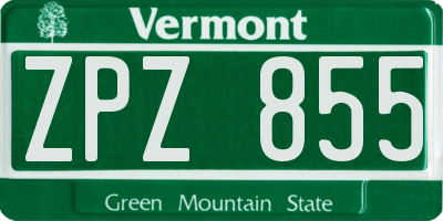 VT license plate ZPZ855
