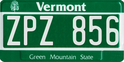 VT license plate ZPZ856