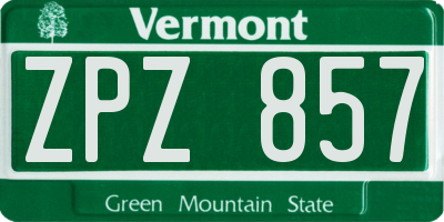 VT license plate ZPZ857