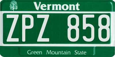 VT license plate ZPZ858