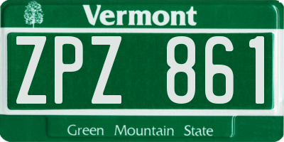 VT license plate ZPZ861