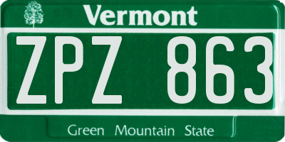 VT license plate ZPZ863